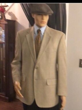 Ralph Lauren Chaps Tan Silk Sport Coat with Classic Notch Lapel